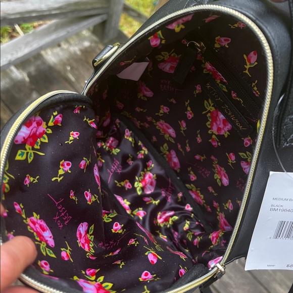 BETSEY JOHNSON Black Jewel Studded Backpack - Picture 7 of 9